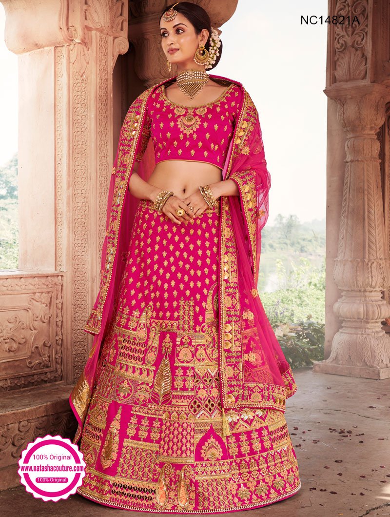 Dark Pink Silk Bridal Lehenga Choli ...